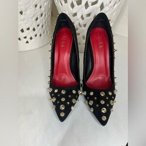 AKIRA FAUX SUEDE Black Spike 
Heel Pump Women Shoe size 8